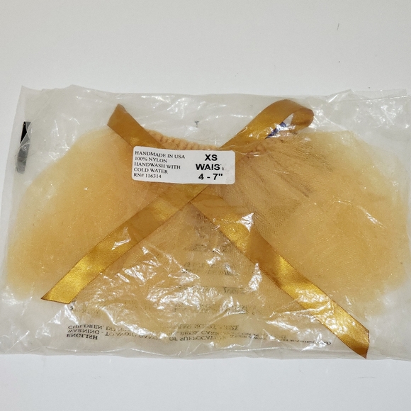 NEW PawPatu Tie-on Dog / Cat Tutu Made in the USA - Gold - XS Extra Small 4 - 7" - Picture 4 of 6